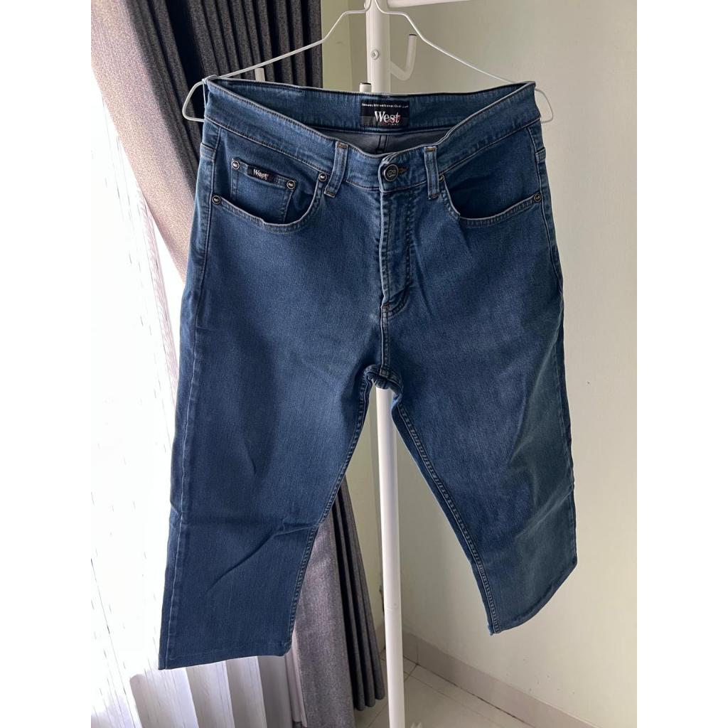 Celana Jeans Pria West 7/8 Biru Dongker Ukuran 35 | Jeans Pendek Pria (PRELOVED)