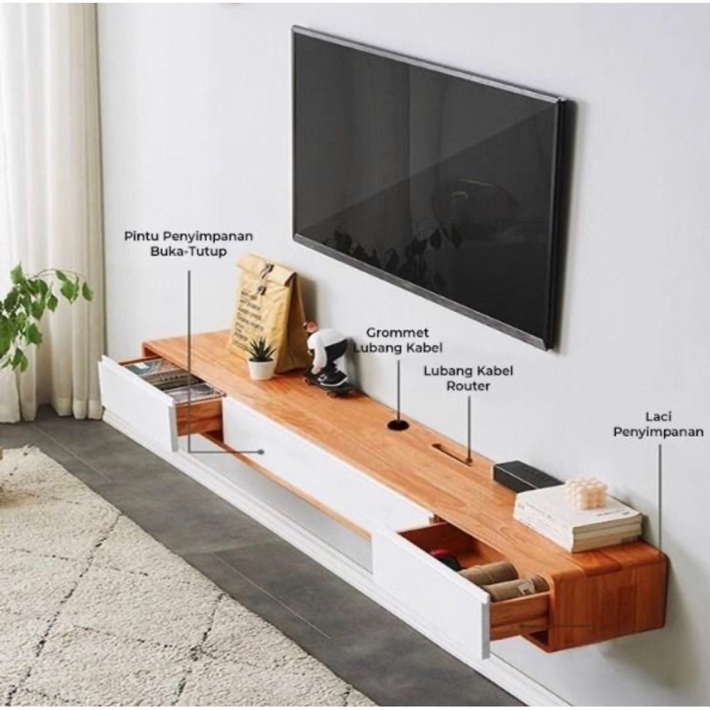 Meja TV gantung minimalis  Rak TV gantung Minimalis Lemari TV Dinding Bupet TV Tempat Penyimpanan Ka