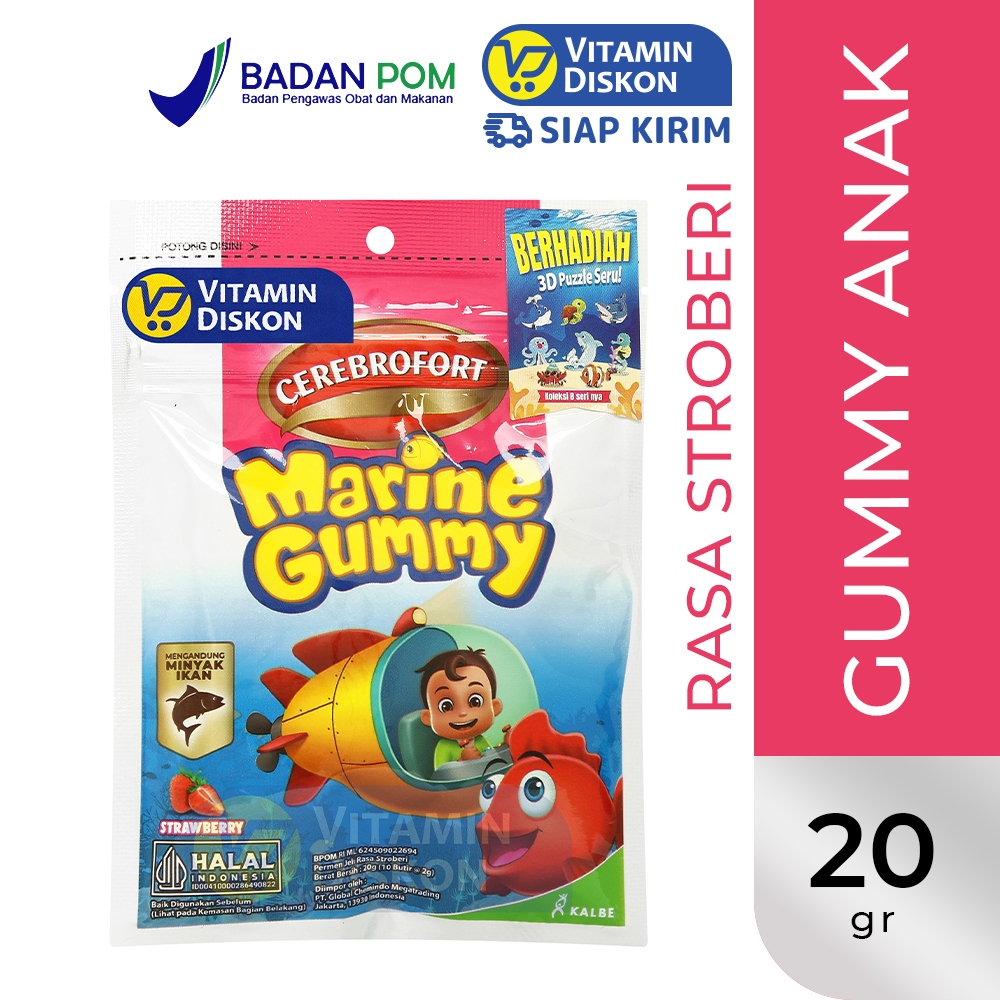 CEREBROFORT MARINE GUMMY 20GR | VITAMIN GUMMY MINYAK IKAN, OMEGA 3, FISH OIL, ANAK PINTAR, DAYA TAHA
