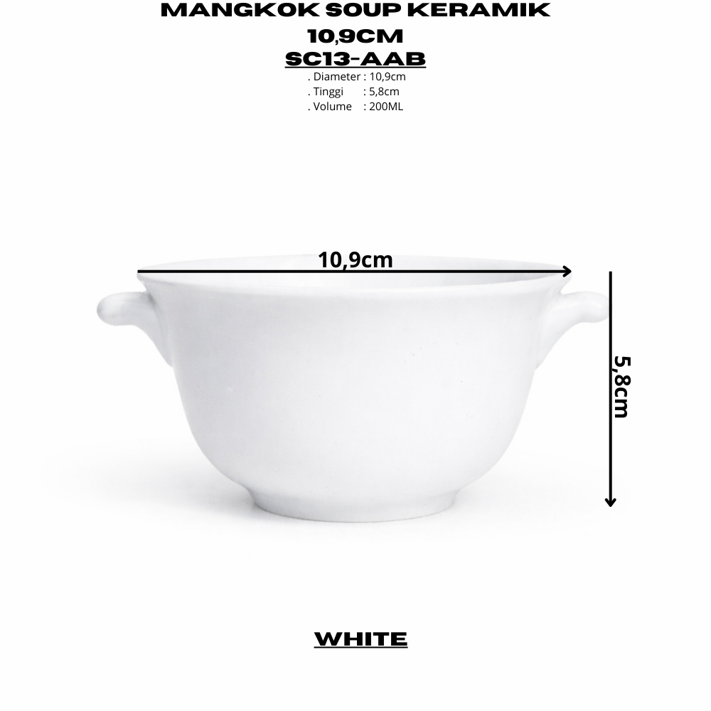 Mangkok Soup Keramik 10,9CM (1PCS) Putih Polos By Indo Keramik Soup Cup Mangkok Sup Mangkok Restoran