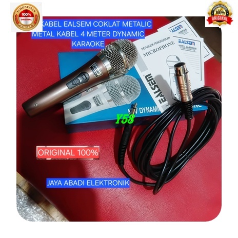 Y58 MIKROFON 100%ORI  MIC KABEL ORI 100% COKLAT METALIC METAL KABEL 4 METER DYNAMIC KARAOKE DYNAMIC 