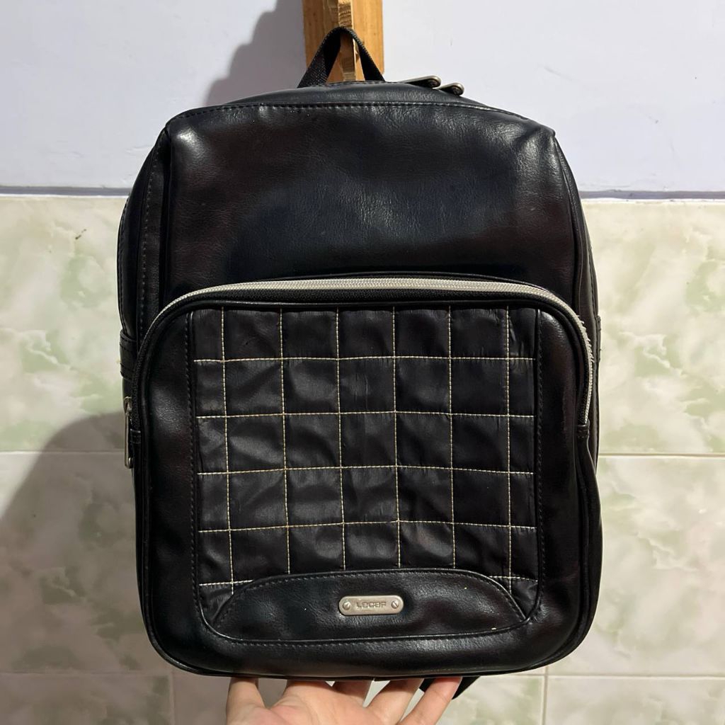 Tas Ransel Lecaf Kulit mix Nylon | Bisa dipakai Anak atau Dewasa ya | Preloved Bekas Pribadi Second
