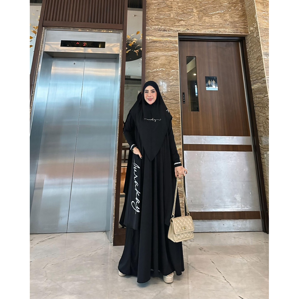 Set Azizah Jersey gamis daily by Aurakay syar’i set umroh