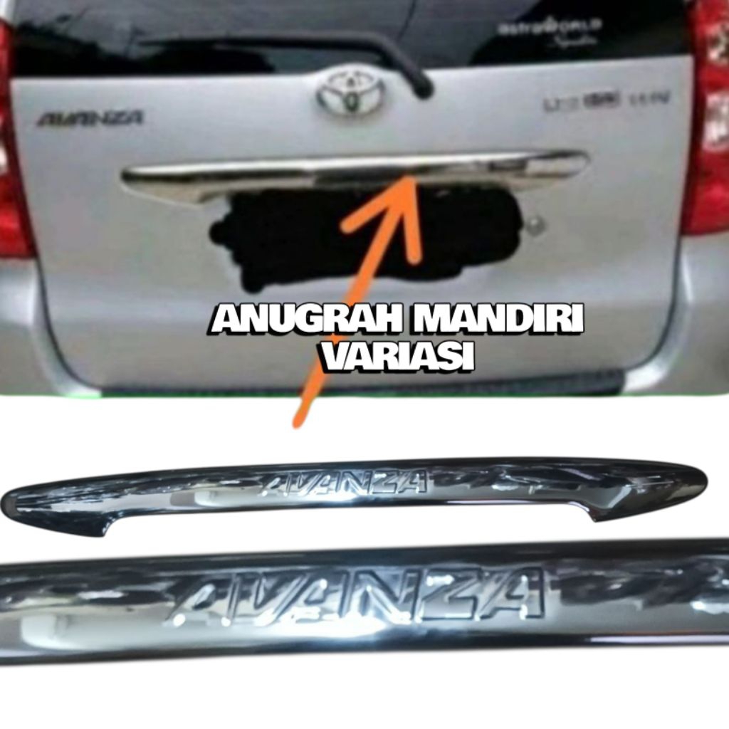 TRUNKLID LIS BAGASI BELAKANG MOBIL AVANZA VVT-I CHROME TULISAN AVANZA EMBOS