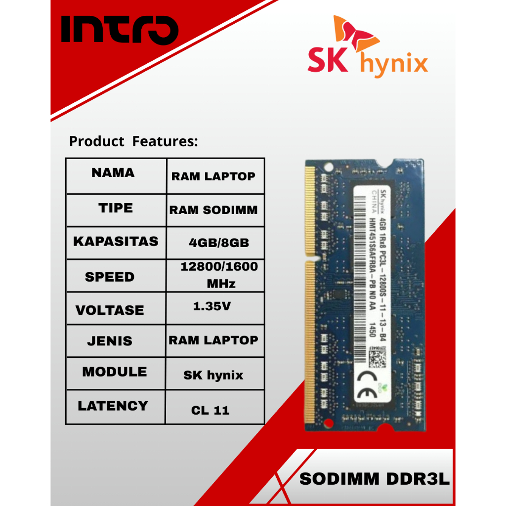 Ram Laptop Termurah DDR3L 8GB 4GB Hynix