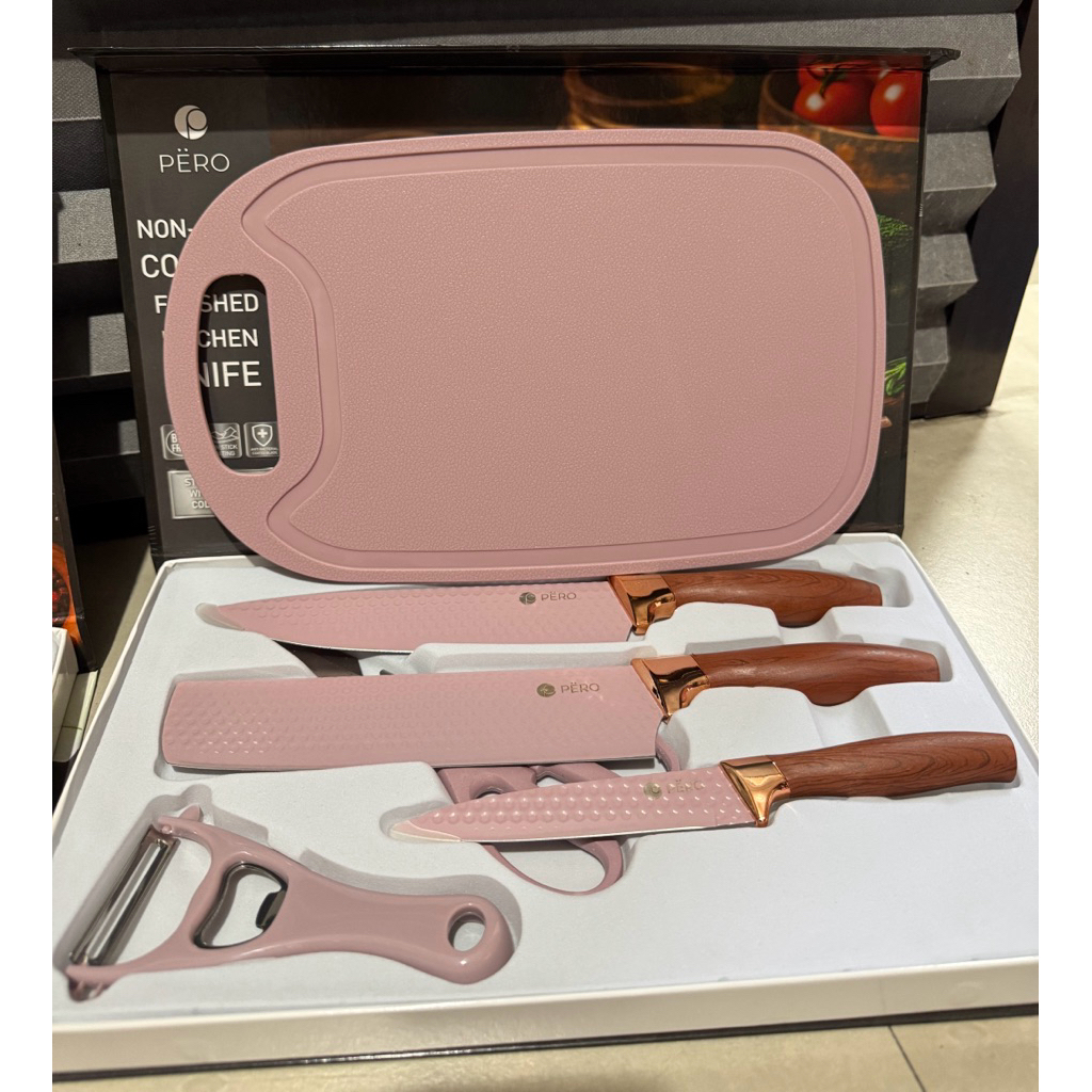 Pero Vincent Knife Set 6 Pcs With Cutting Board READY STOCK New