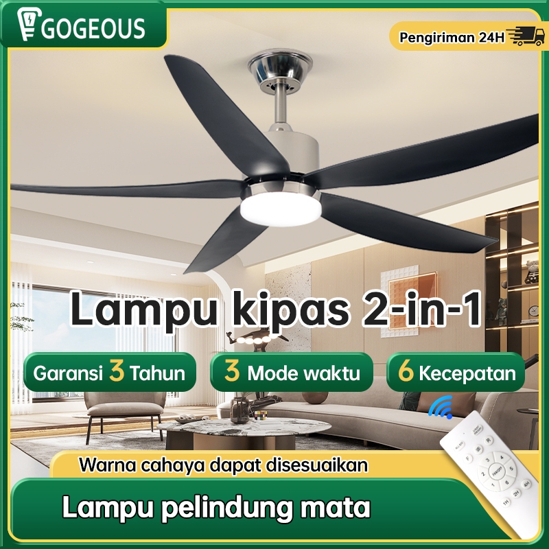 Gogeous 52 inci kipas angin gantung besar Gaya Nordik sederhana kipas lampu gantung plafon remote
