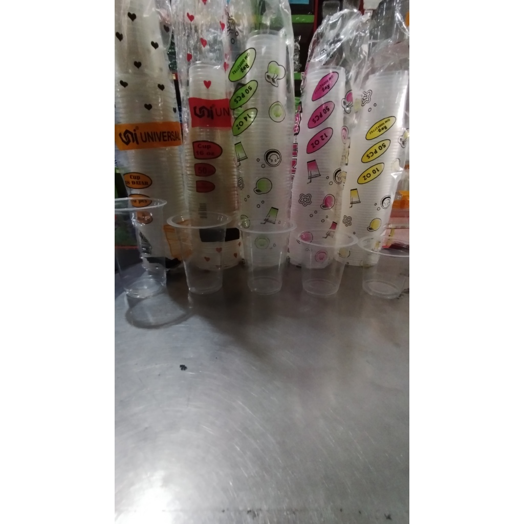 GELAS PLASTIK UNIVERSAL 10 , 12 , 14 , 16 , 18 oz DAN TUTUP