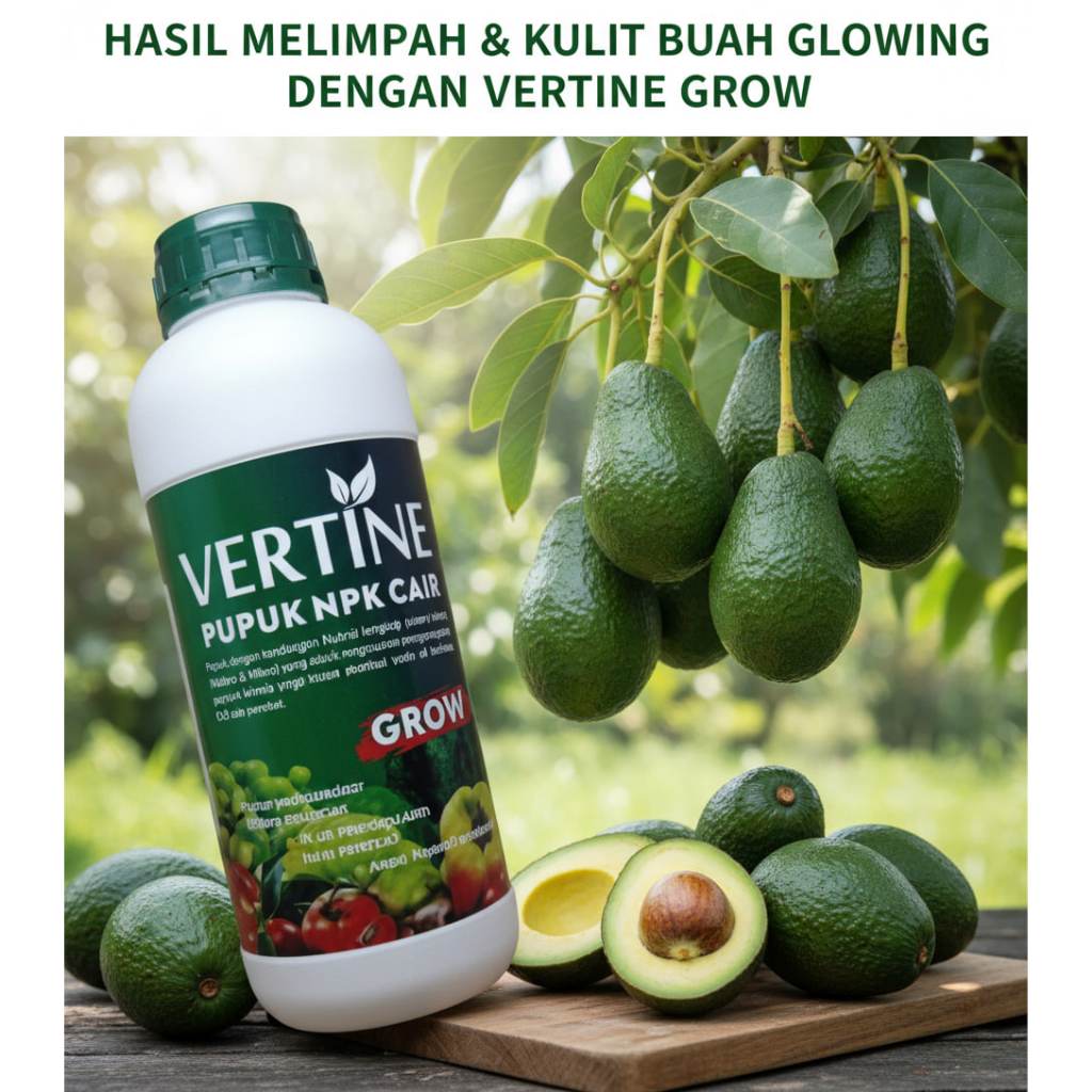 Pupuk Cair Perangsang Buah Alpukat 1 L, Pupuk NPK Cair Plus ZPT ga3 Verti Grow