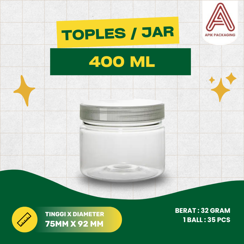 TOPLES PLASTIK / JAR PLASTIK CYLINDER UKURAN 400ML