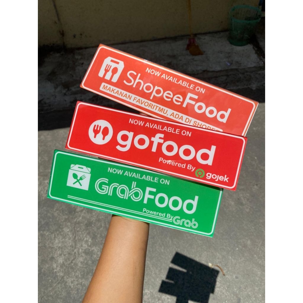 akrilik / stiker online food oren hijau merah