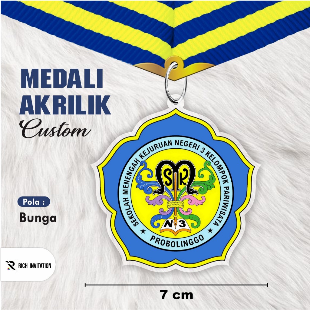 MEDALI AKRILIK CUSTOM LOGO - MEDALI KALUNG WISUDA BAHAN AKRILIK