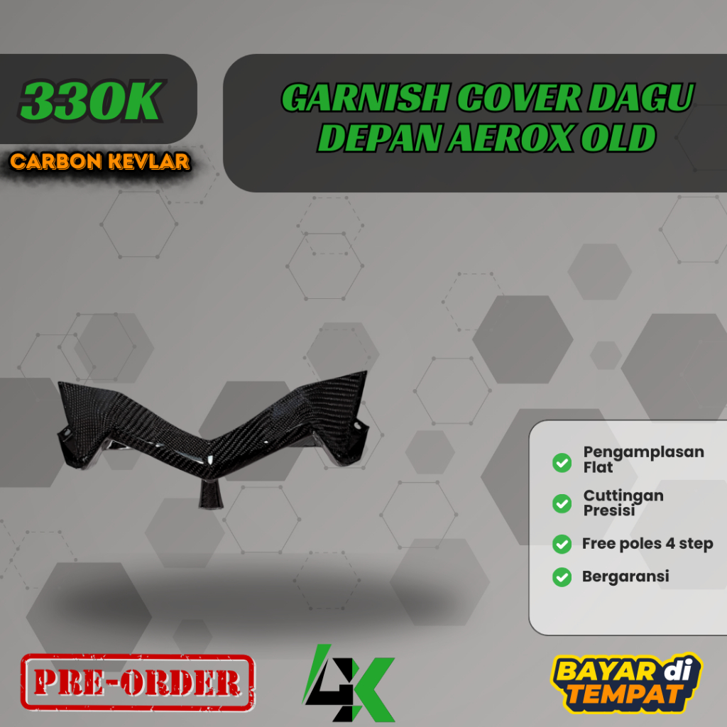 Garnish Headlamp/Cover Dagu Depan Aerox Old Carbon Kevlar / Karbon Fiber