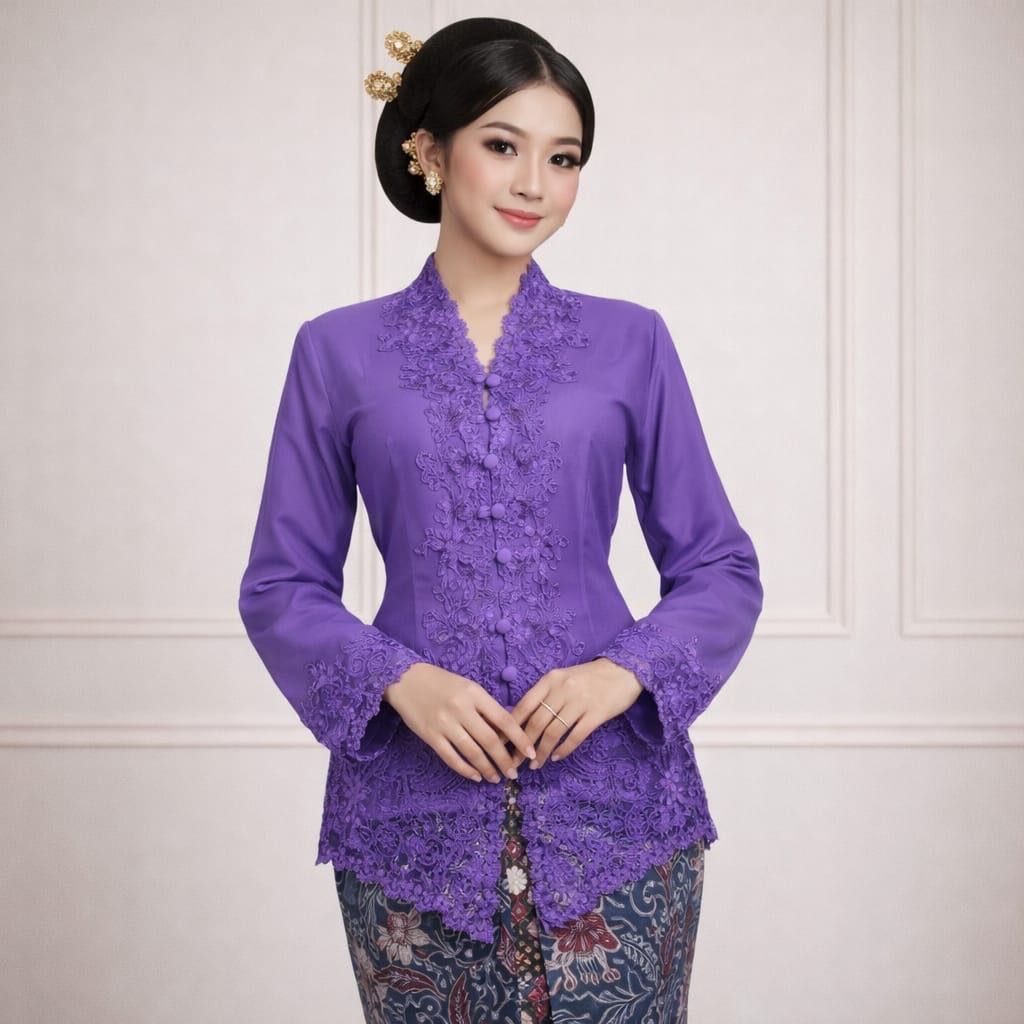 Kebaya Encim Bordir Ungu Alegra 736