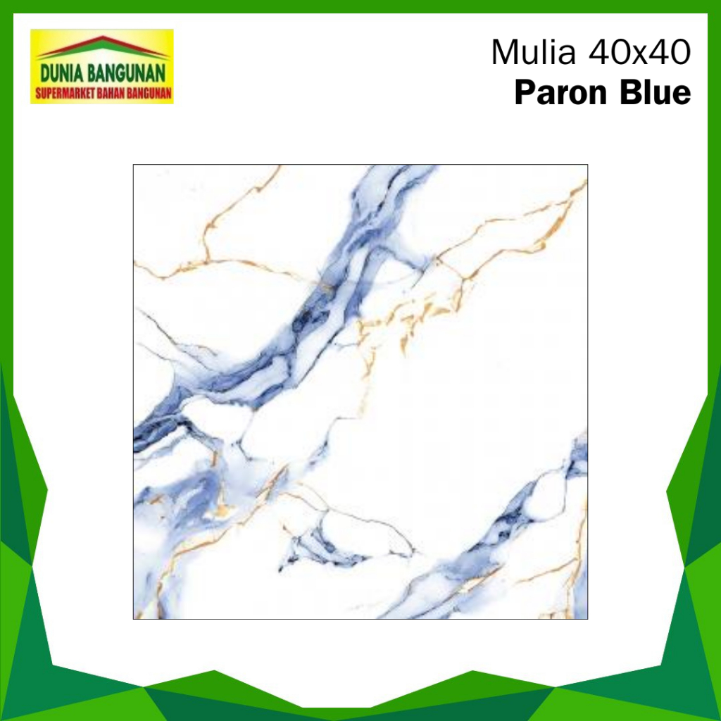 Keramik Lantai 40x40 Mulia Paron Blue Keramik Lantai Glossy Corak Emas