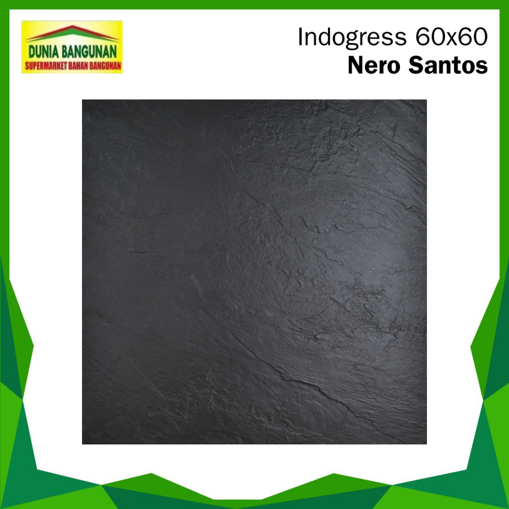 Granit 60x60 Indogress Nero Santos Granit Lantai Hitam Kasar