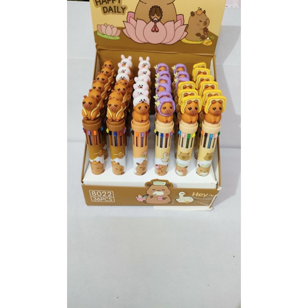 pulpen cetek banyak warna /pulpen 10 warna capybara/pulpen retractable