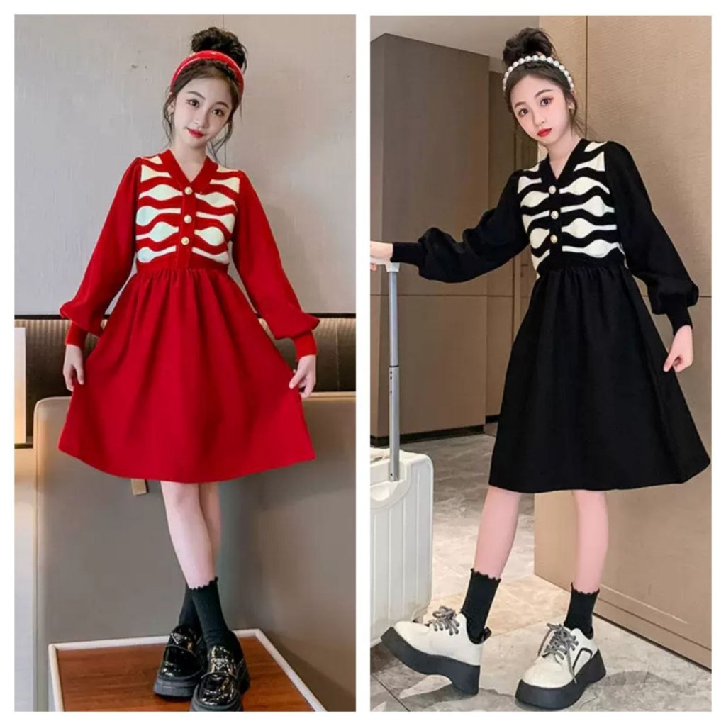 Dress Gaun Pesta Anak Perempuan Remaja Tanggung Lengan Panjang – Model Cantik Elegan Nyaman Premium 