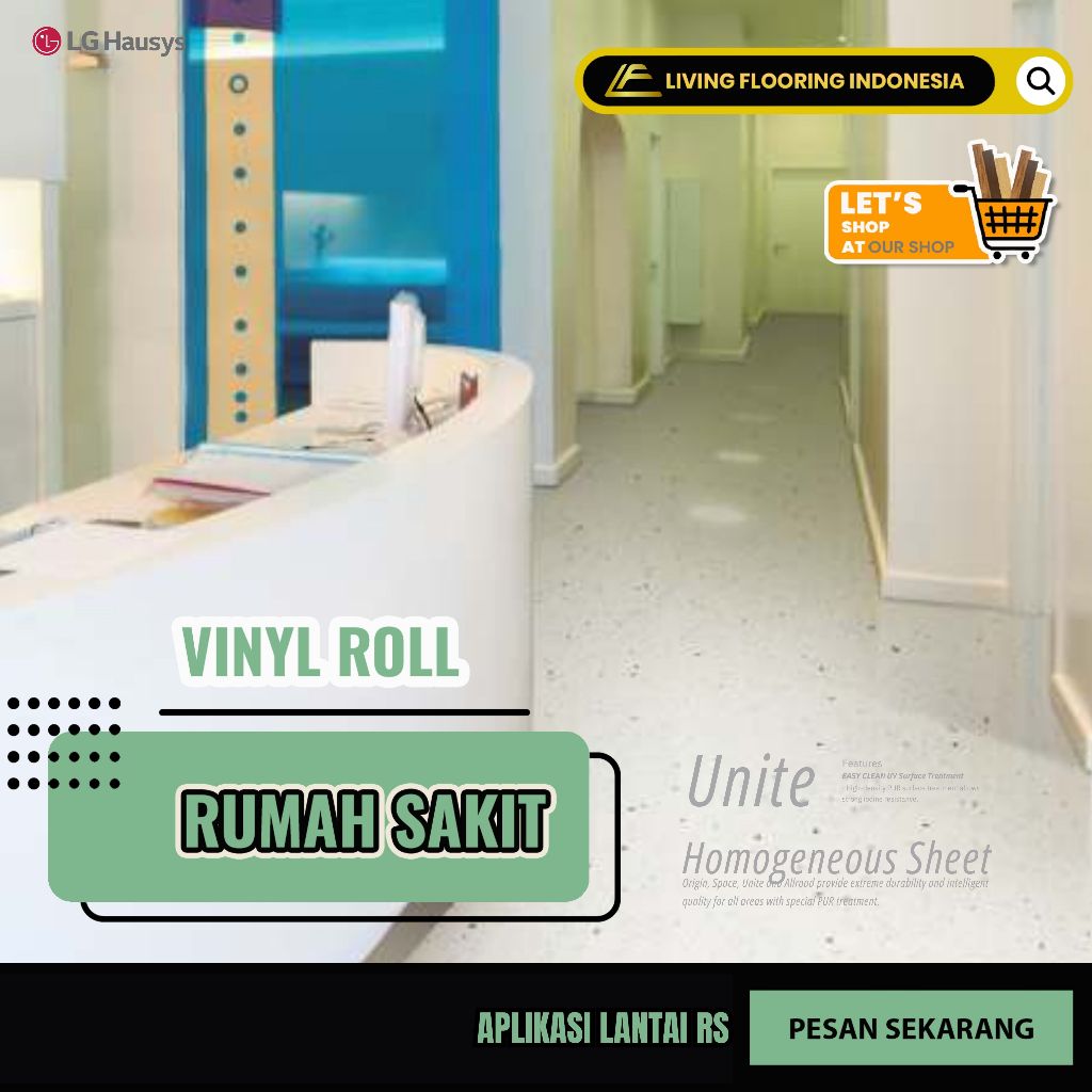 Lantai Vinyl Rumah Sakit LG Hausys Unite Tebal 2mm | Lantai Vinyl Roll Khusus Rumah Sakit