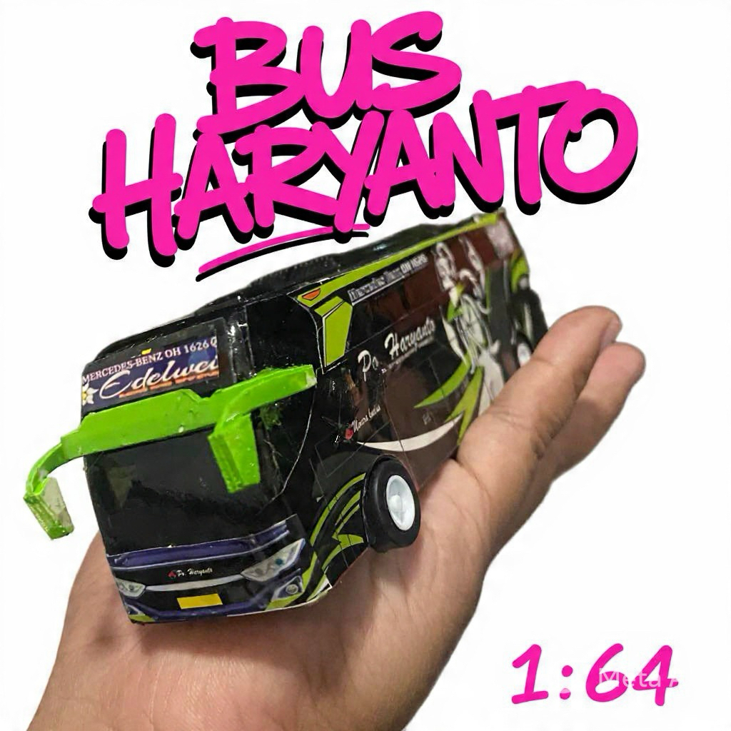 Miniatur Bis Hr Slendang Geprek Hijau Skala 1 : 64 ( Seukuran Hot Wheels )