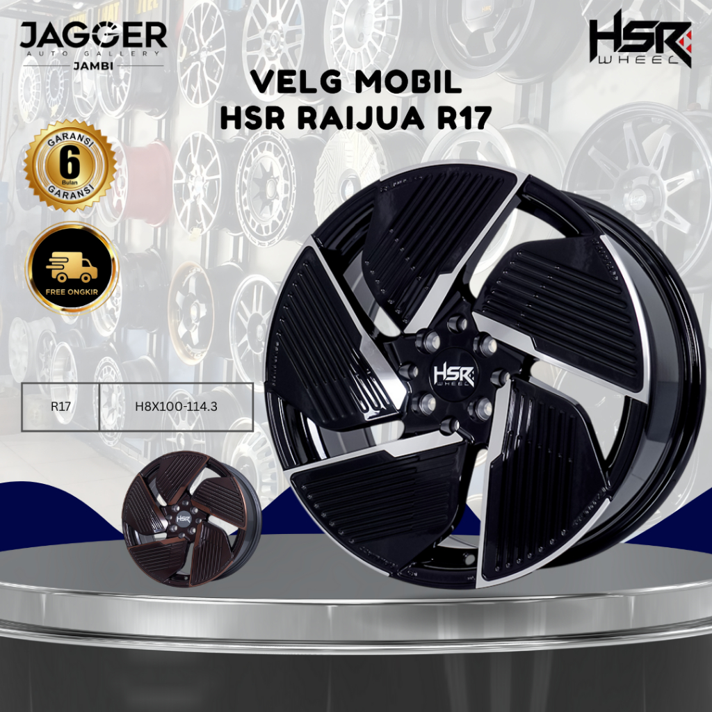 VELG RACING KEREN HSR RAIJUA R17X7.5 PCD 4X100 DAN 4X114.3 ET45 RADIANT BLACK MS SUPER SALE FREE BAL