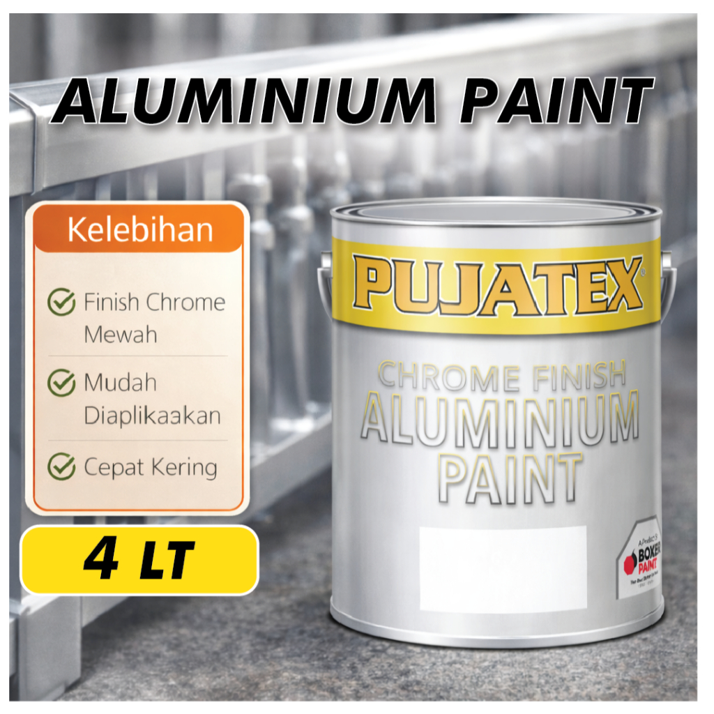 PUJATEX Aluminium Finish (4 LT) Cat Sintetis Silver Chrome Aluminium