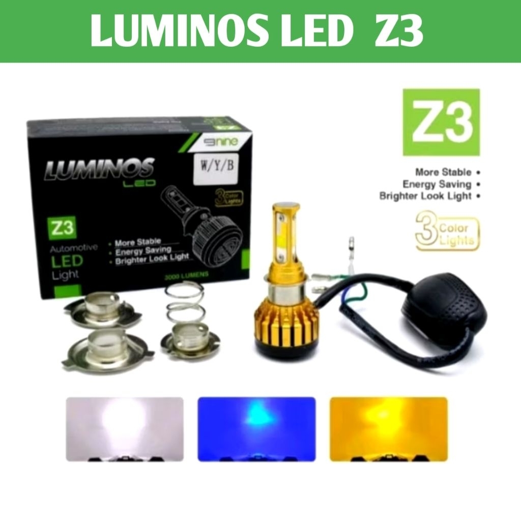LAMPU LED LUMINOS 3 WARNA Z3 LUMINOS HI LOW SUPER TERANG COCOK BUAT SEMUA MOTOR , LUMINOS LED Z3 , L