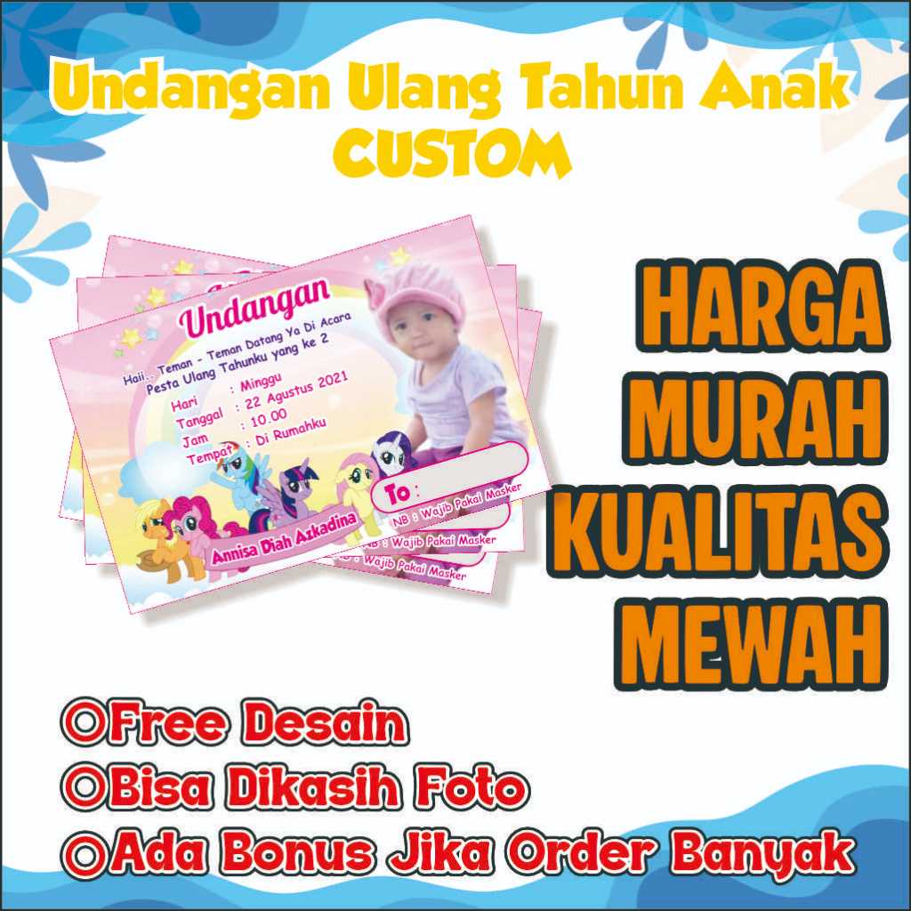 Undangan Ulang Tahun Anak Custom Free Desain | Undangan Custom | Ulang Tahun
