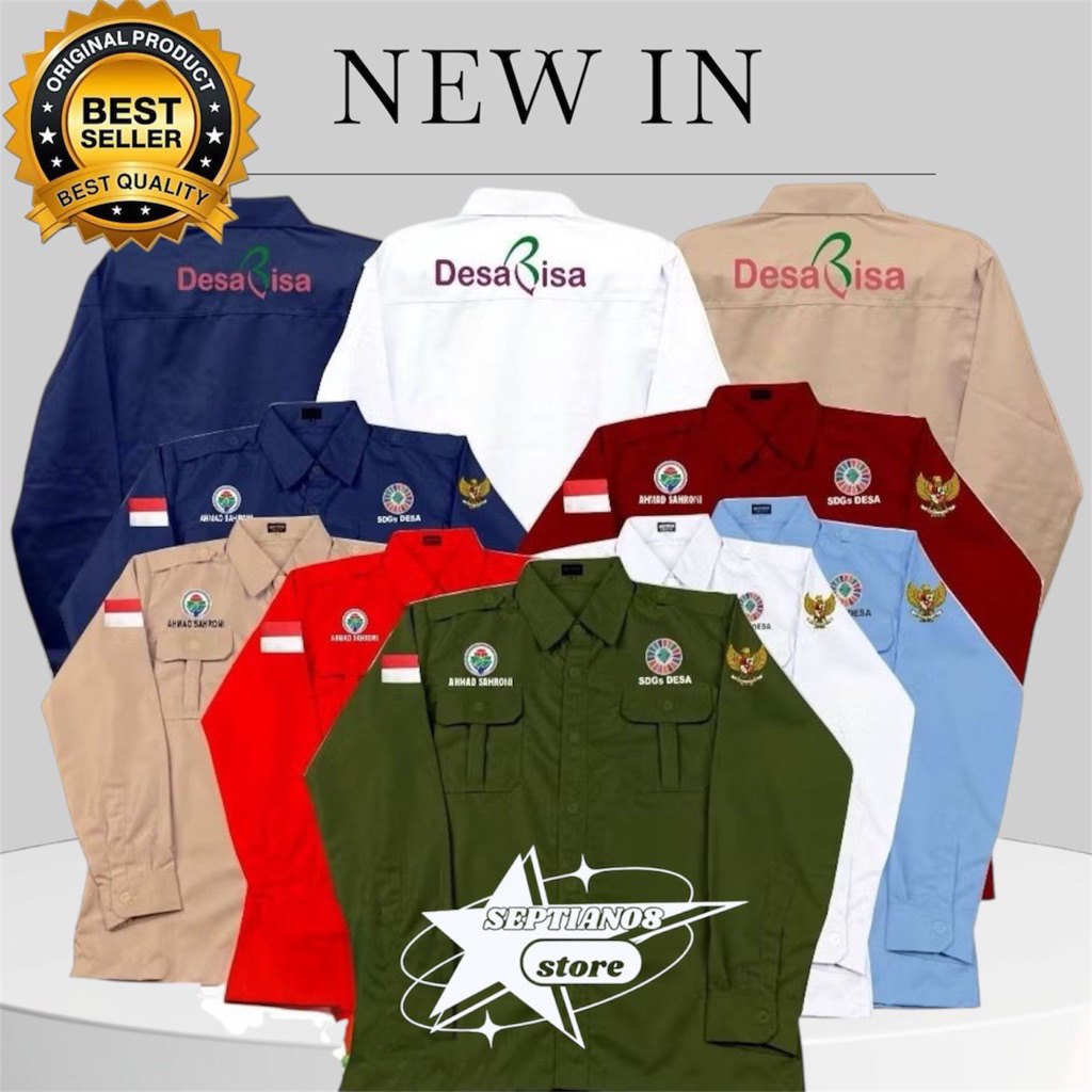 kemeja SDGs kemendes full bordir BAJU SDGs desabisa terbaru  gratis nama lengan panjang l2