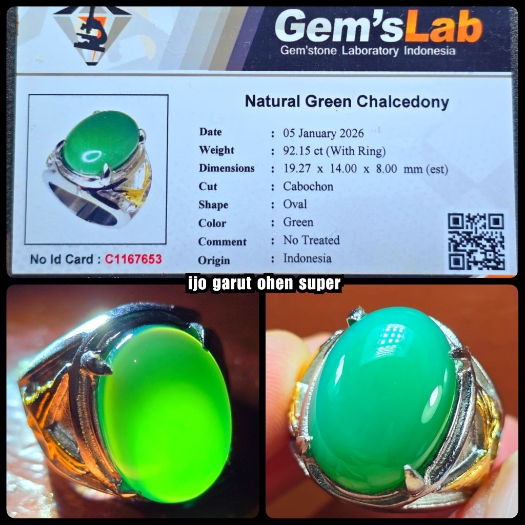 batu akik ijo garut ohen kristal asli indonesia NTE