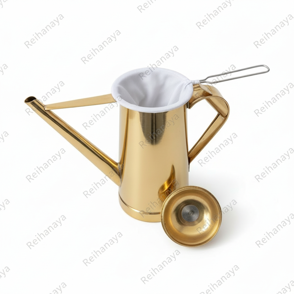 Teko Thai Tea Bahan Kuningan Tebal | Kapasitas 2.5 Liter Dengan Saringan Kain | Cocok Untuk Teh Tari