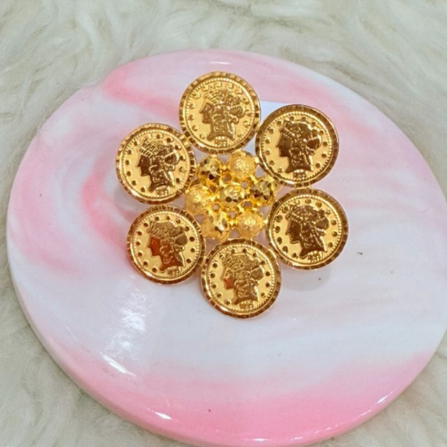 cincin koin bulat bulat kerawang mewah elegant uk 15 adjust emas asli kadar 700