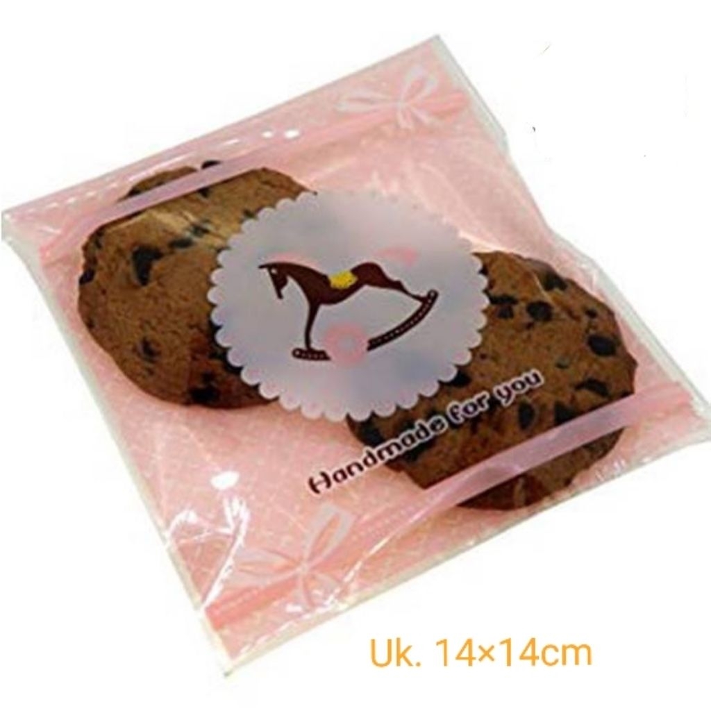 100pcs Plastik Cookies Motif Kuda Perekat Plastik OPP
