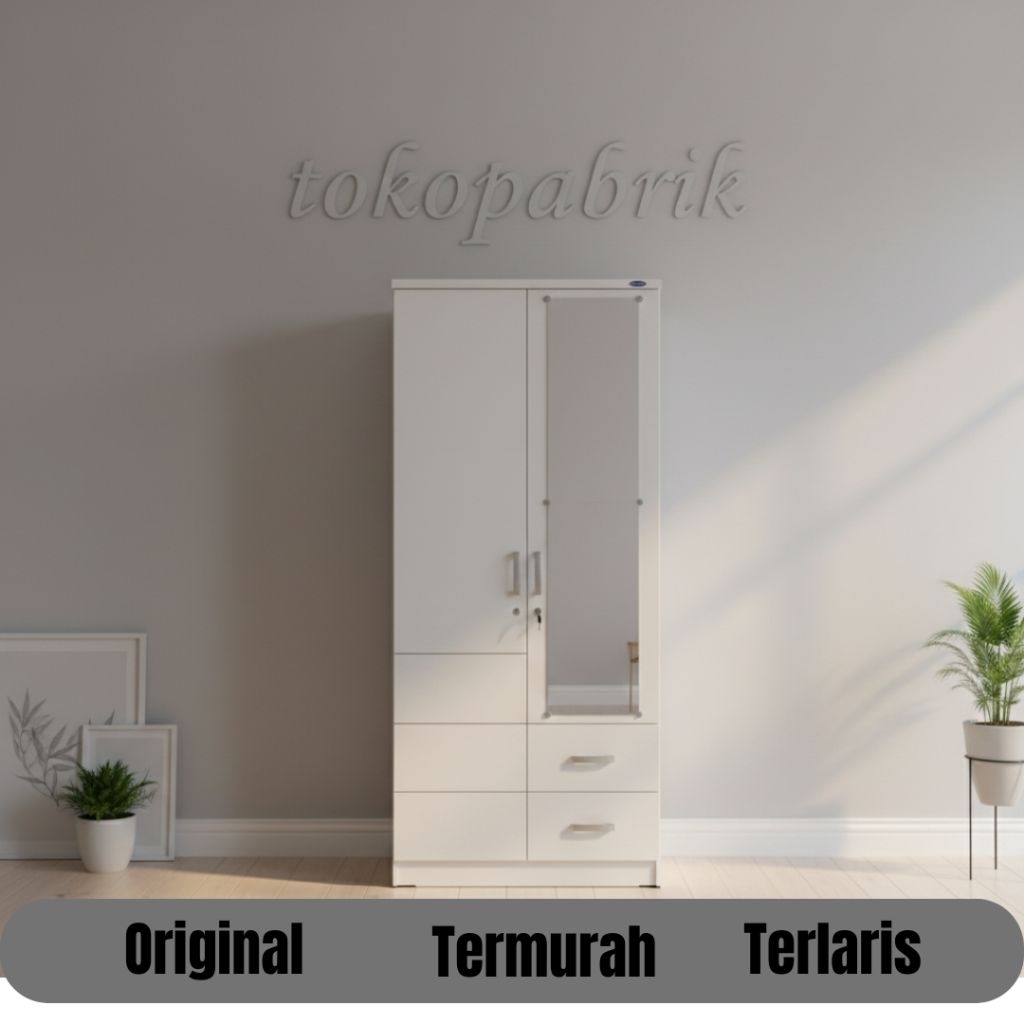 Lemari Pakaian 2 Pintu - Lemari pintu 2 Laci Minimalis - Lemari pakaian pintu 2 Termurah Tegal Brebe