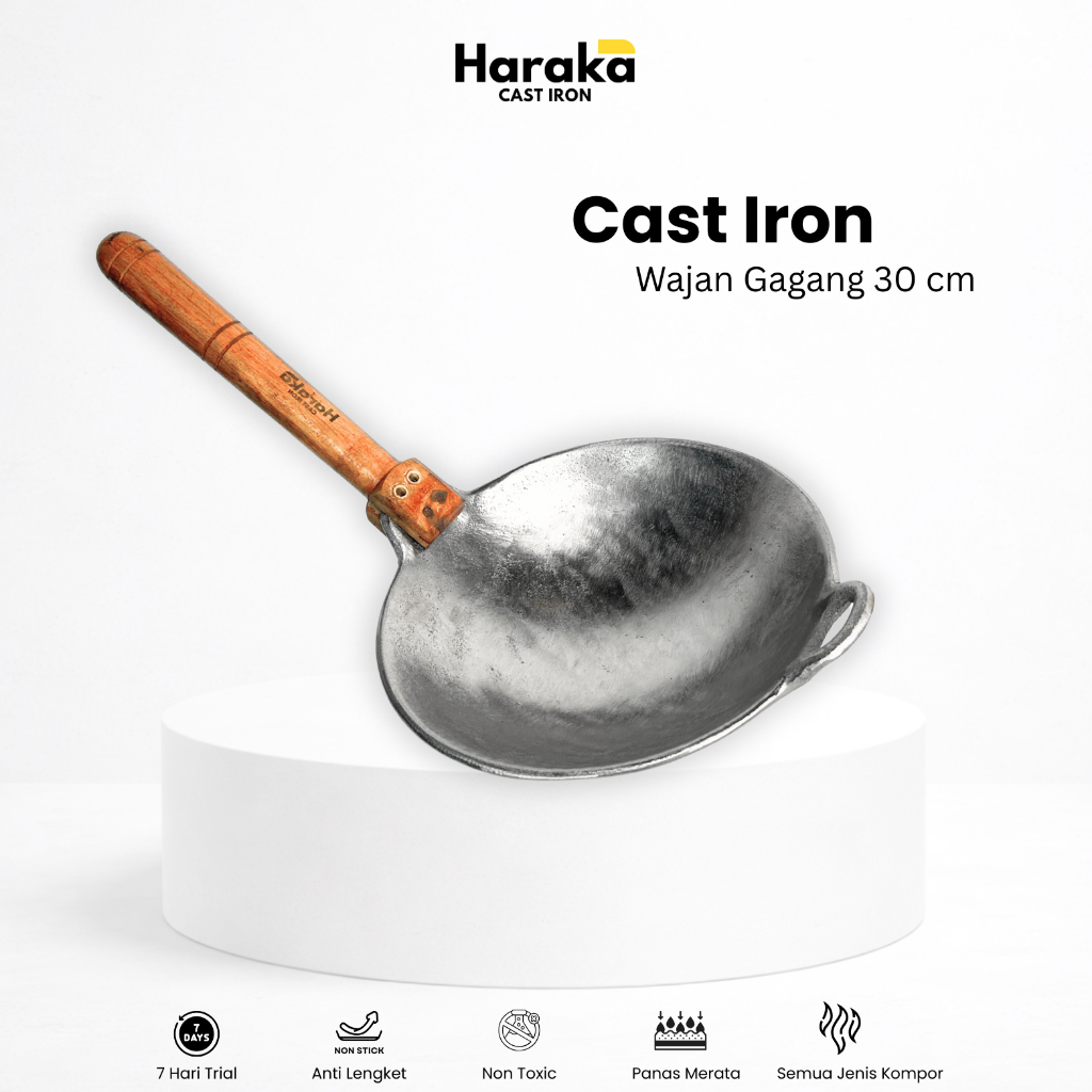 Wajan Baja Cor Seasoned 30 cm / Wajan Cast Iron / Wok Cast Iron