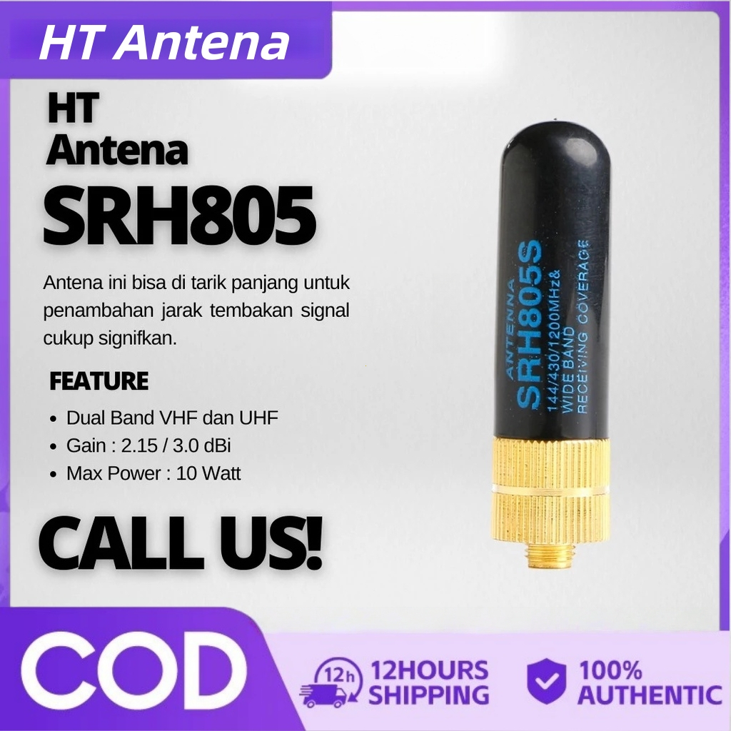 Antena HT SRH805 Dual Band VHF UHF - Portabel Terbaik, Tingkatkan Jangkauan Sinyal HT, Sinyal Stabil