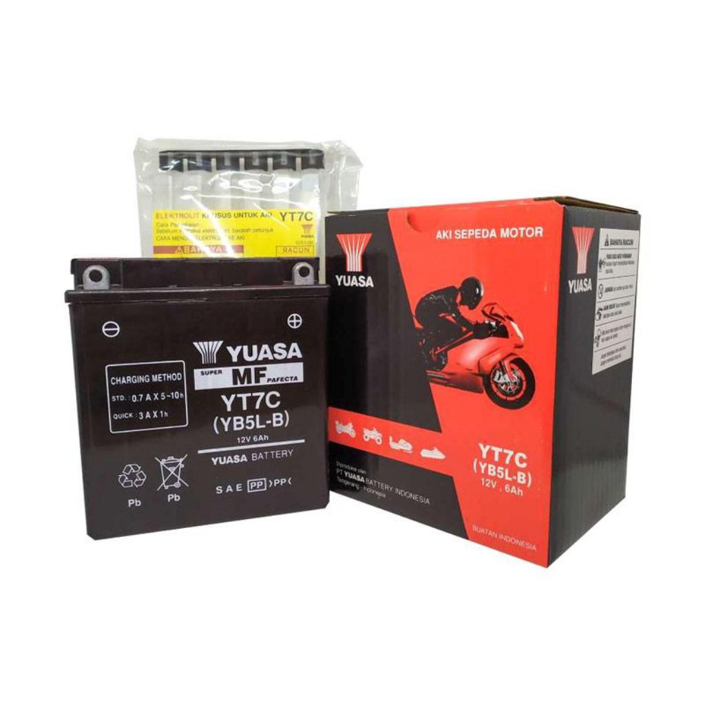 AKI MOTOR YUASA YT7C 12V (Volt) / 6 Ah (Ampere-hour).