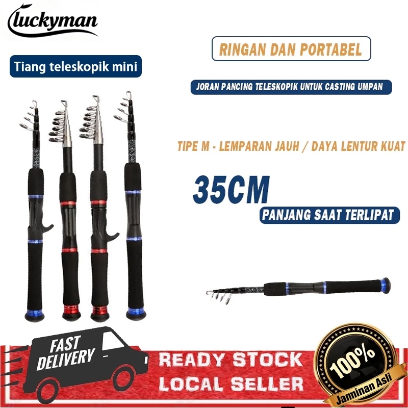 LUCKYMAN Teleskopik Mini  Pancing 1.65M/1.8M/2.1M Joran Pancing /joran tegek/Spinning joran/joran te