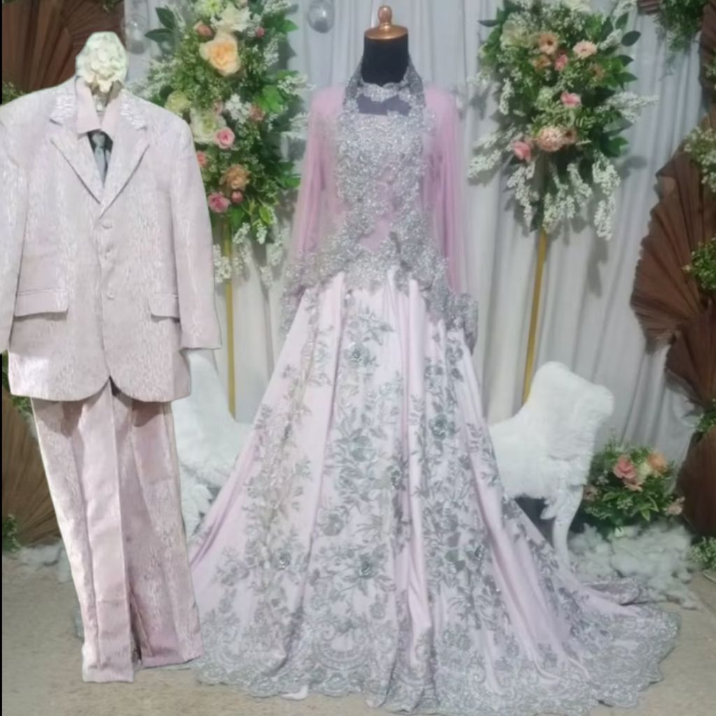 pl sepasang gaun pengantin fairy payet preloved