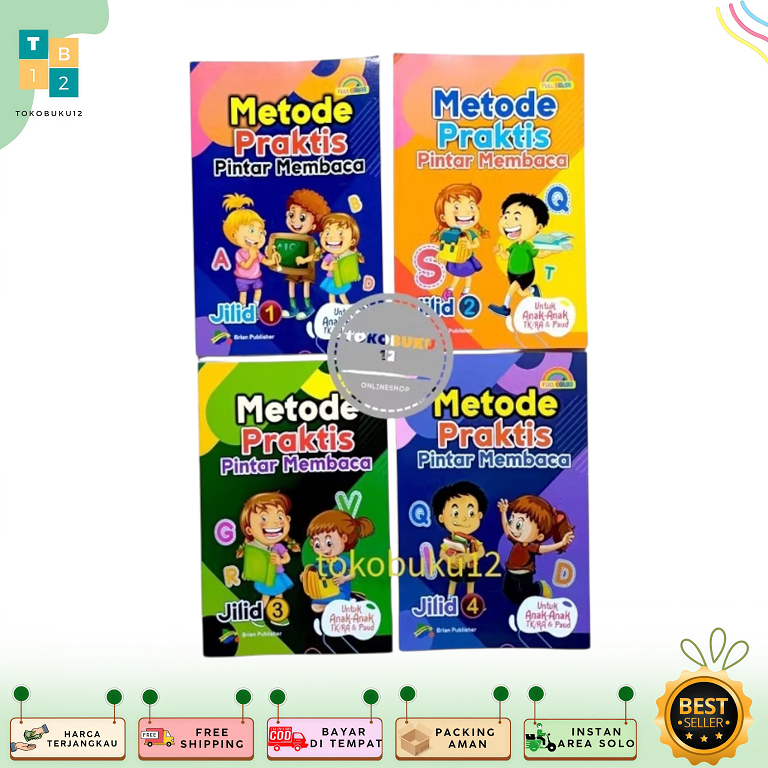 Buku Metode Praktis Membaca Paket 4 Buku Fullcolour Untuk Anak TK RA PAUD - Brian Puliser