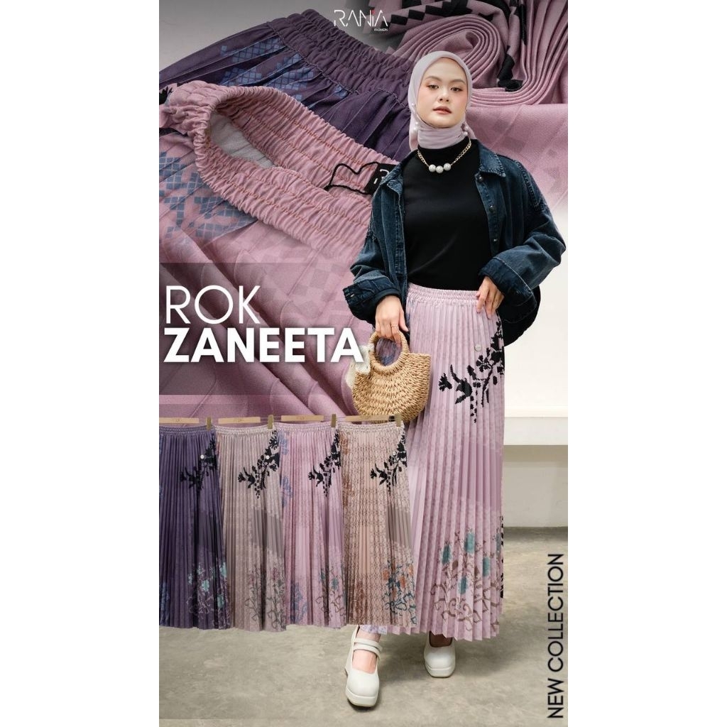 Rania Fashion Rok Plisket Premium Tebal Motif Zaneeta