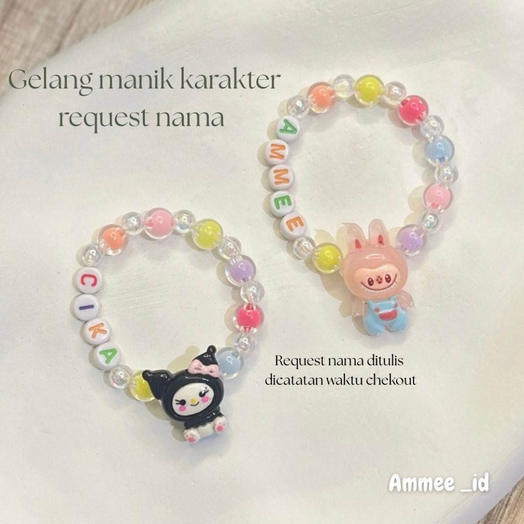 GELANG MANIK CUSTOM NAMA / GELANG ANAK SANRIO SERIES CUSTOM NAMA / GELANG VIRAL