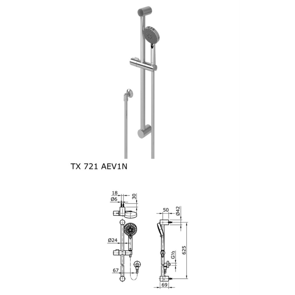 TOTO TX721AEV1N Rel Geser dengan Siku, Selang Fleksibel & Shower Tangan S0515 (3S Massage)