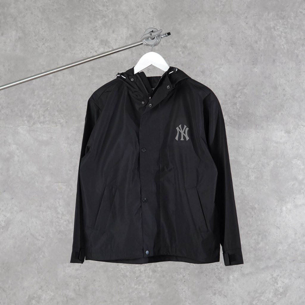 Jaket MLB NY PATCH BASIC GREY BLACK TRACK WIND JACKET 100% ORIGINAL