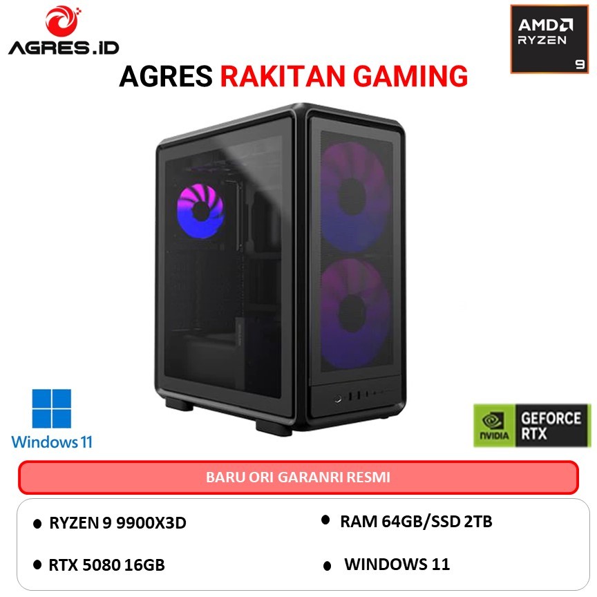 PC RAKITAN AMD RYZEN 9 9900X3D RTX 5080 16G - RAM 64GB 2TB - NEW LAUCH 2026