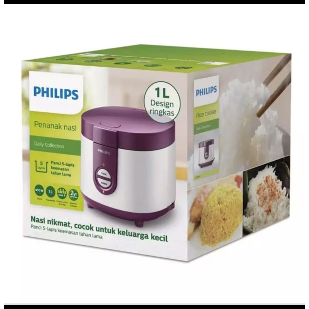 PHILIPS RICE COOKER HD 3116 PENANAK NASI 1 LITER 400 WATT