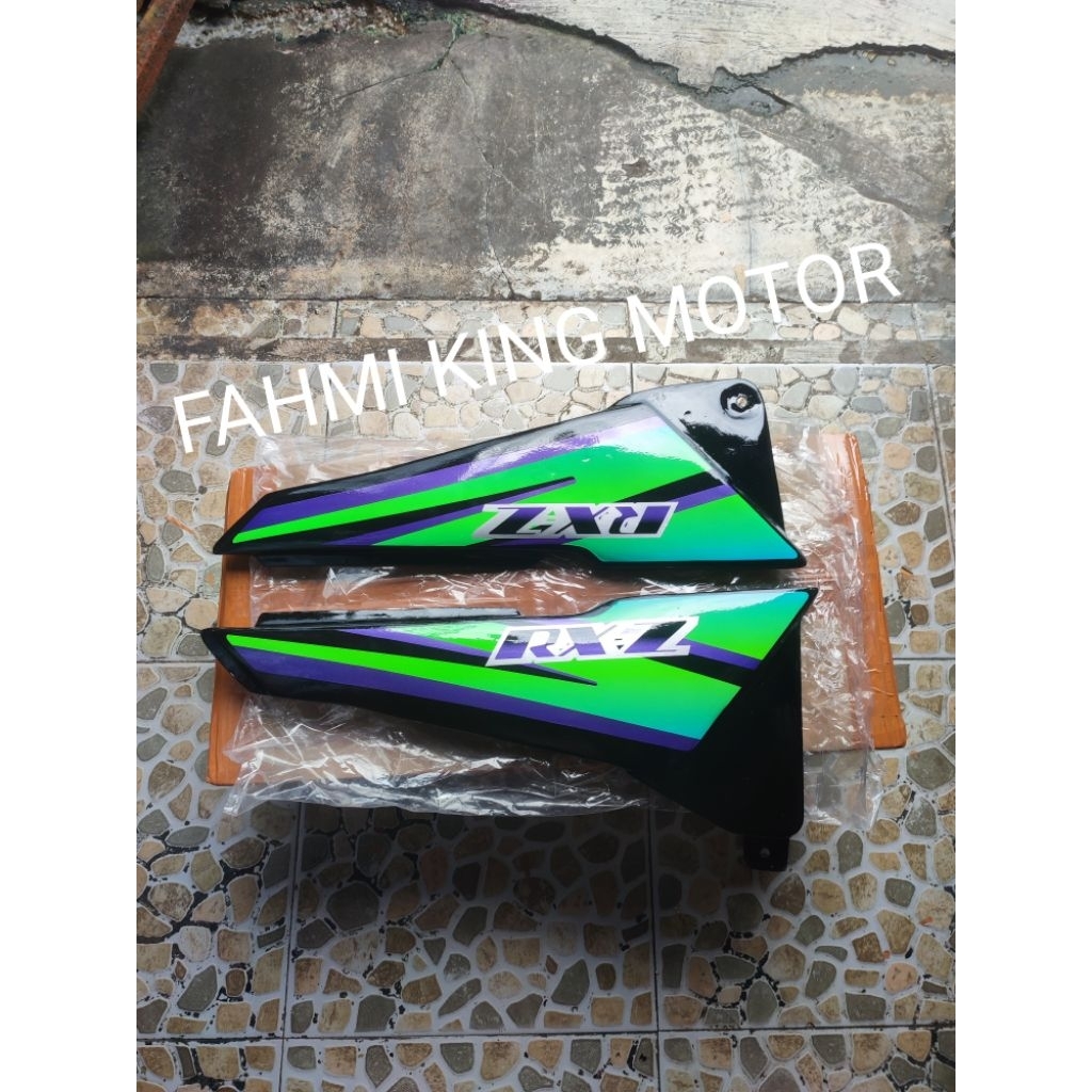 SEPASANG COVER TUTUP BOK DOP TEPONG AKI OLSAM RXZ STRIPING HIJAU GRES BARU