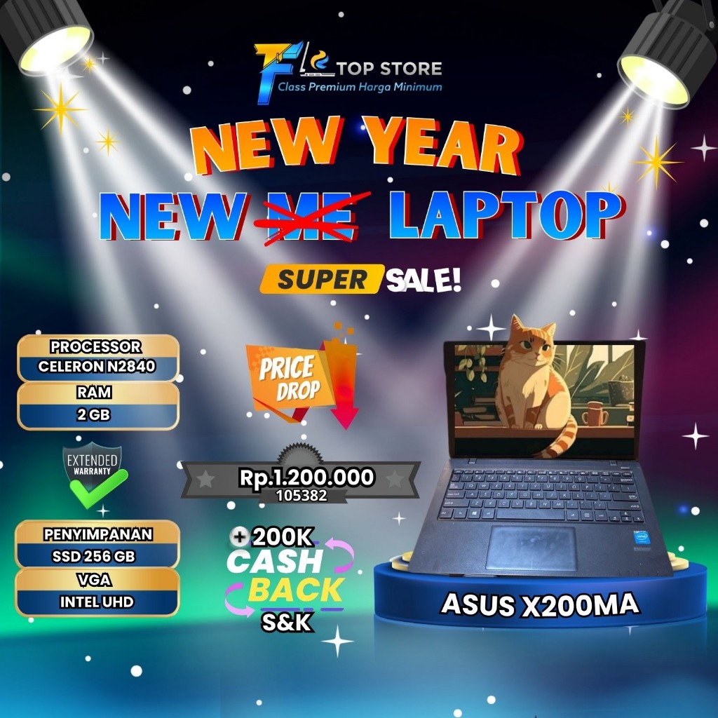 ASUS X200MA | CELERON N2840 | RAM 2GB | HD SSD 256GB