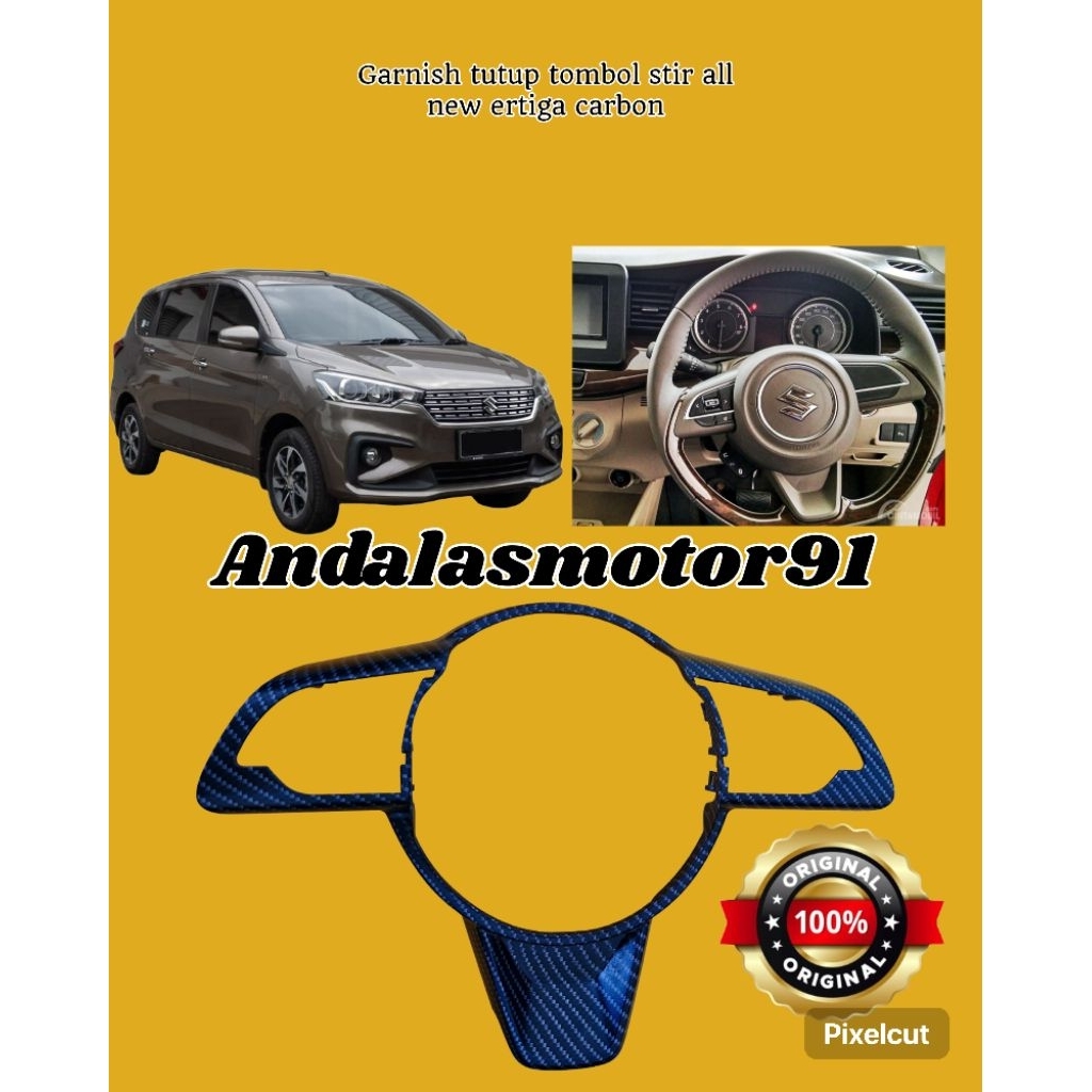 COVER GARNISH TUTUP TOMBOL STIR ALL NEW ERTIGA CARBON BAHAN ORIGINAL