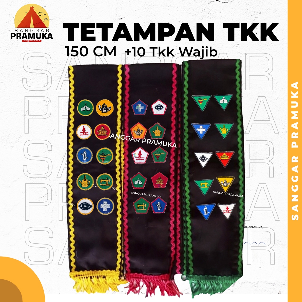 Selempang Tkk Pramuka + 10 Tkk Pramuka Bordir | Tetampan Pramuka | Tkk Siaga | Tkk Penggalang | Tkk 